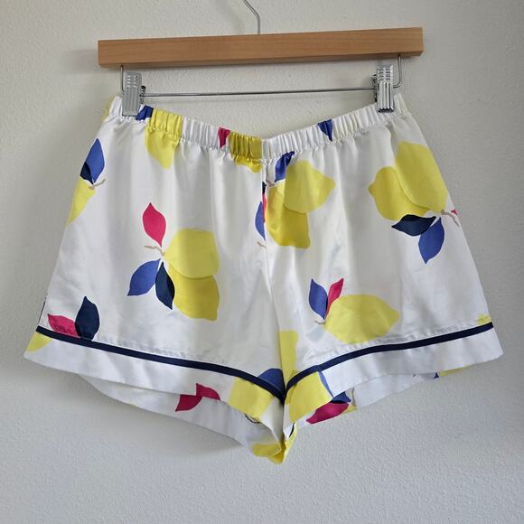Kate Spade New York Lemon Print Short Satin Pajama Set Size M Lounge Sleepwear - Picture 7 of 8